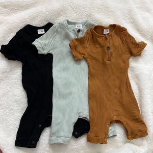 3 Pack Ribbed Rompers